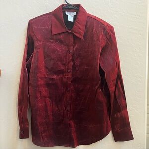 St. Anthony Women’s Red Long Sleeve Button Up Sz L